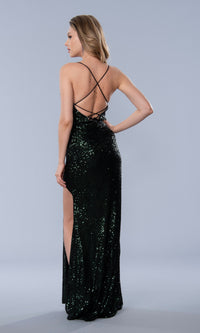 Dark Green Sequin Long Prom Dress 24225