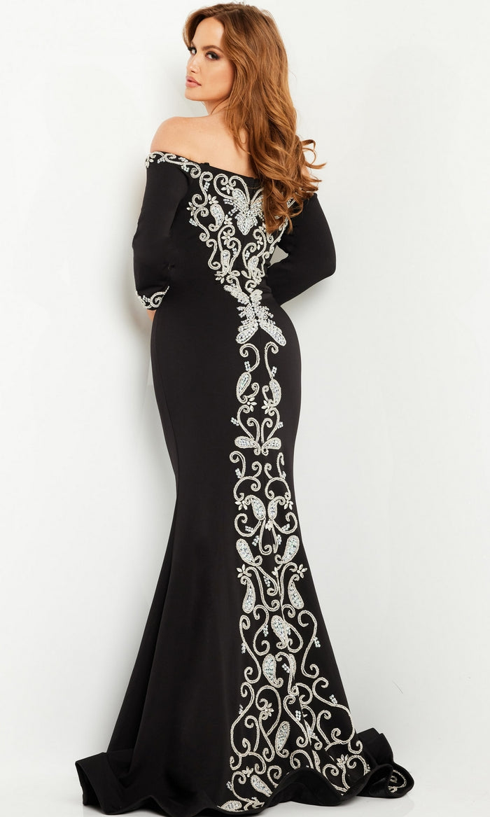 Jovani Long Black and White Formal Dress 24328