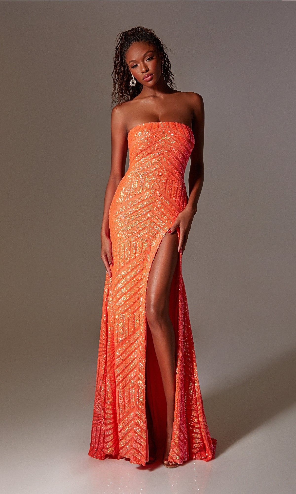 red orange gown