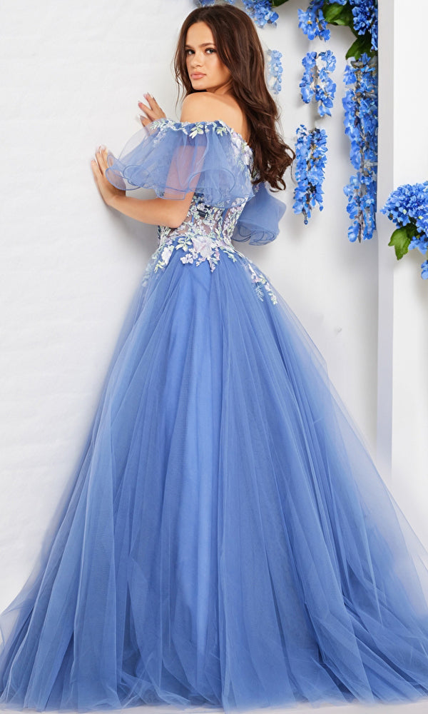 Jovani Long Periwinkle A-Line Prom Dress 24575