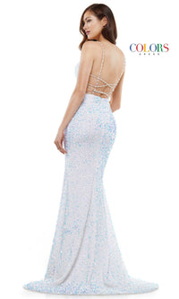 Strappy-Back Beaded Long Velvet Prom Dress 2439