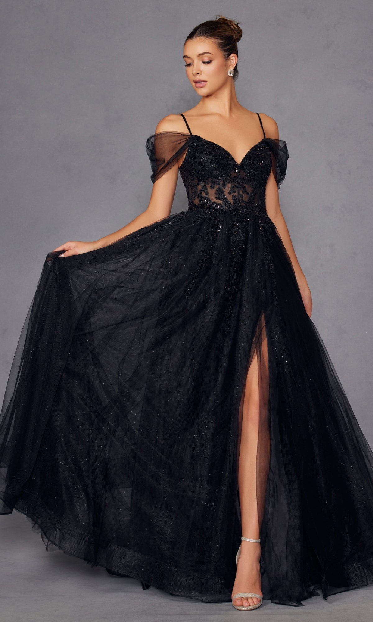 Sheer-Waist Long Prom Ball Gown: Juliet JT2466A