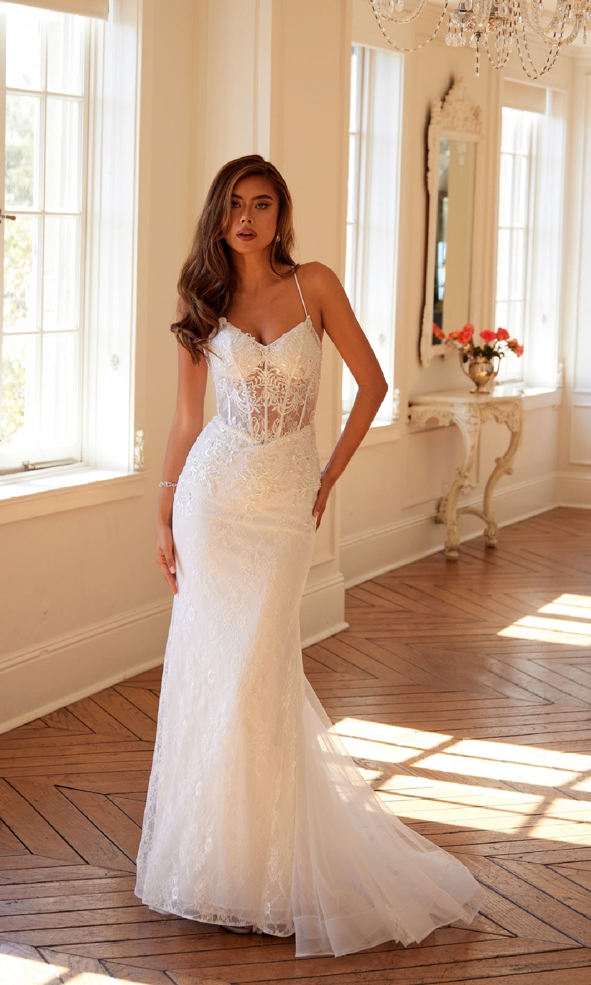 Juliet JT2481UW Off-White Lace Long Formal Dress Off White / 8