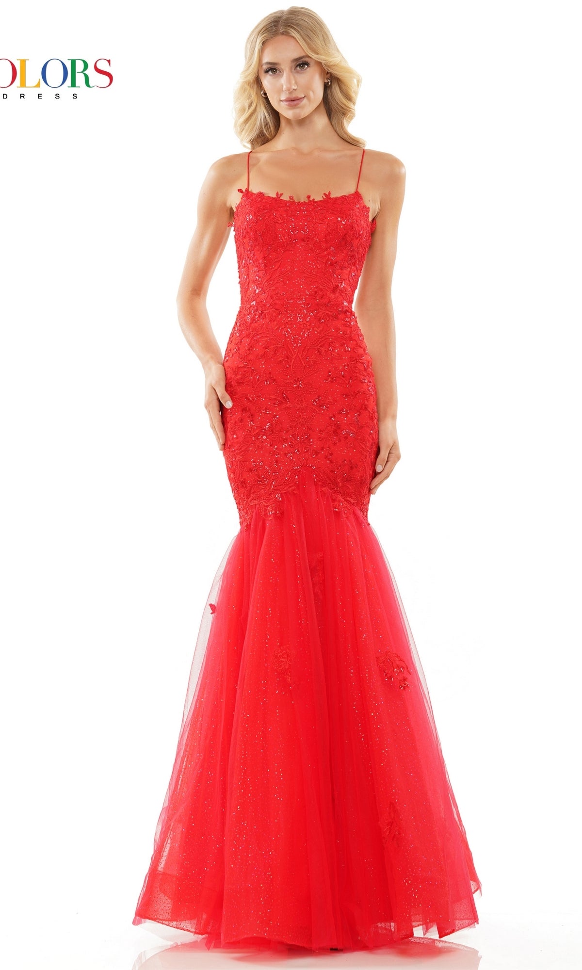 Glitter-Mesh Long Mermaid Prom Dress 2490