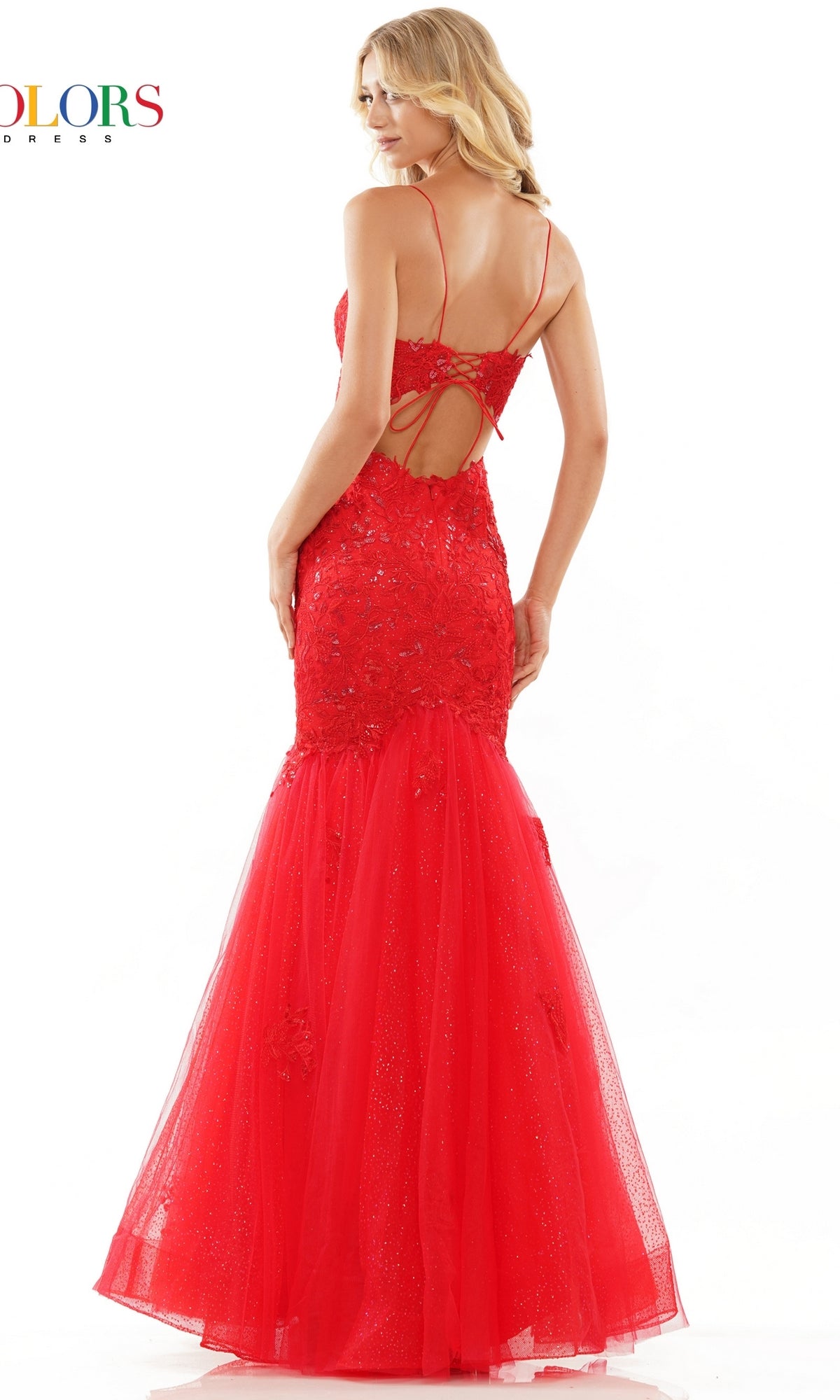 Glitter-Mesh Long Mermaid Prom Dress 2490