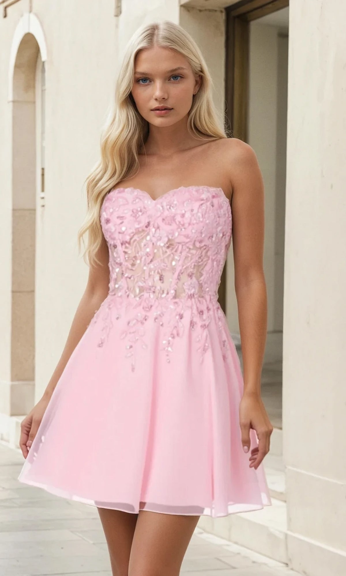 Short A-Line Hoco Dress: PromGirl Exclusive 250186