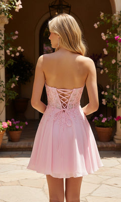 Beaded Embroidered Short Corset Homecoming Dress– PromGirl