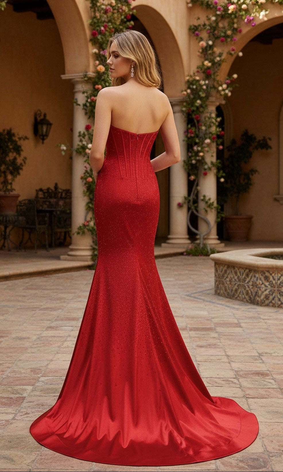 A woman in the Long Prom Dress: PromGirl Exclusive 250230.