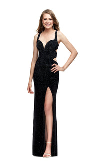 Beaded Long La Femme Cut-Out Prom Dress 25266