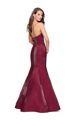 fitted lace wedding dress Mermaid Burgundy Prom Dress Party Dress with Corset Back PSK160 US16 / Burgundy