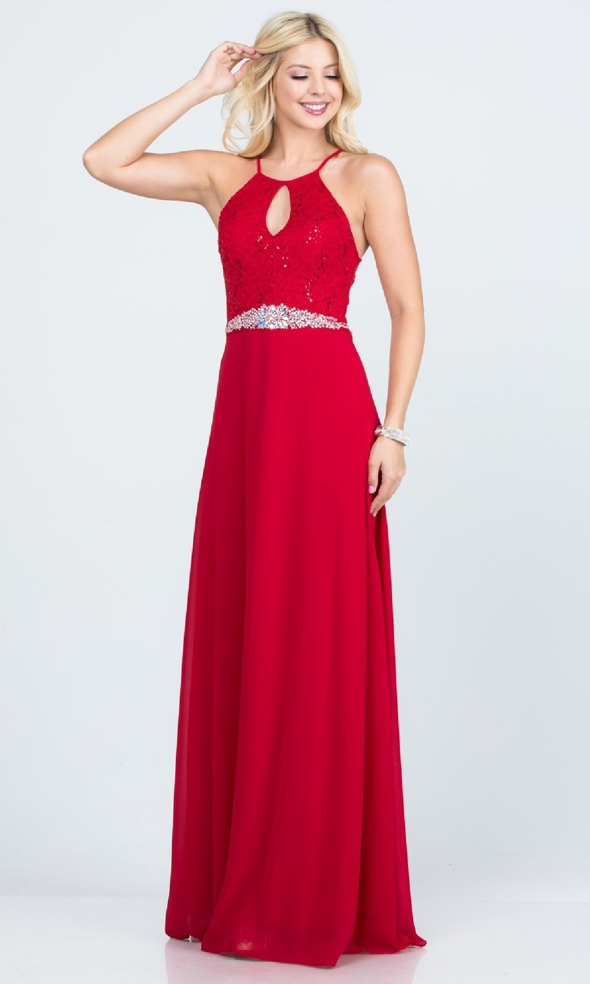 Long Lace-Bodice A-Line Formal Dress 25485