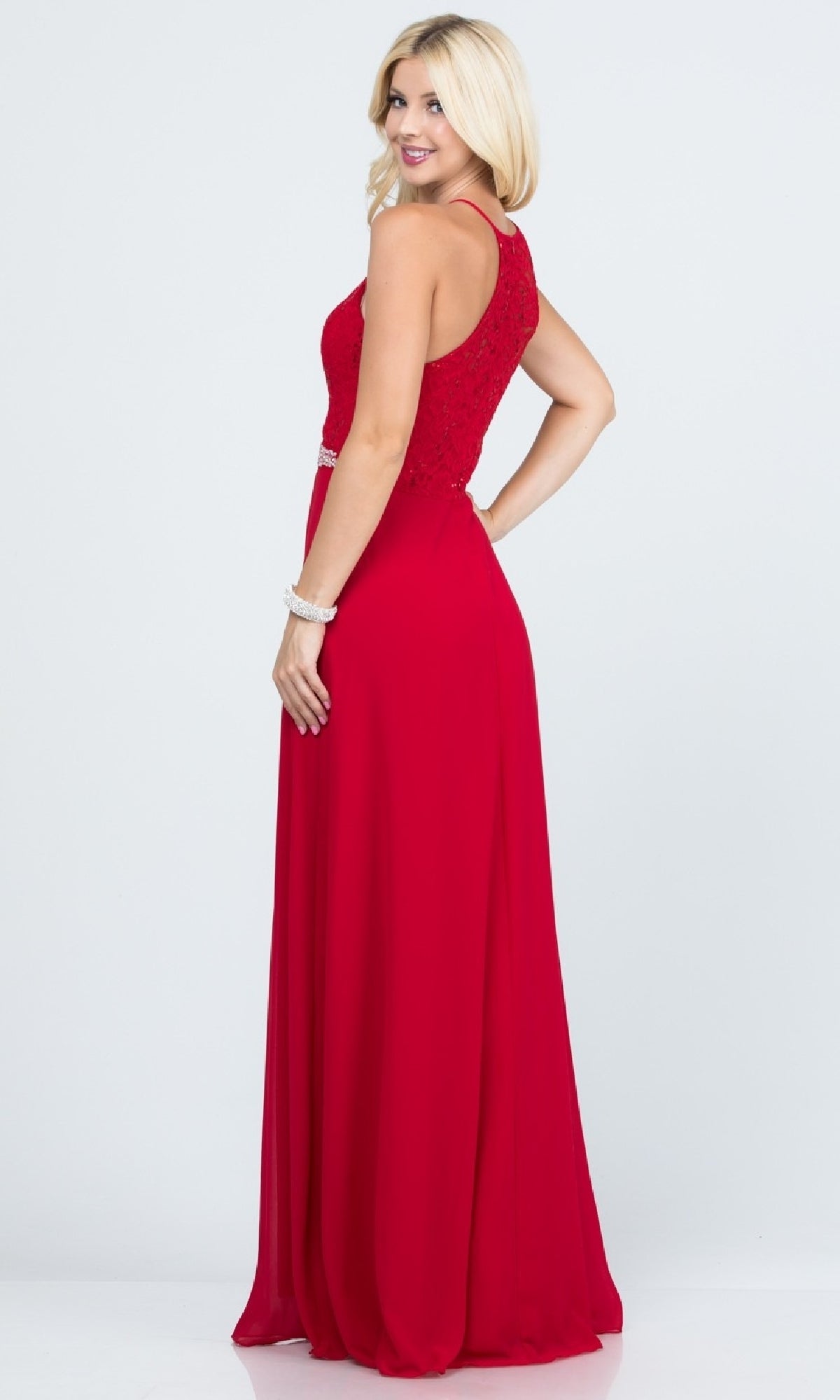 Long Lace-Bodice A-Line Formal Dress 25485