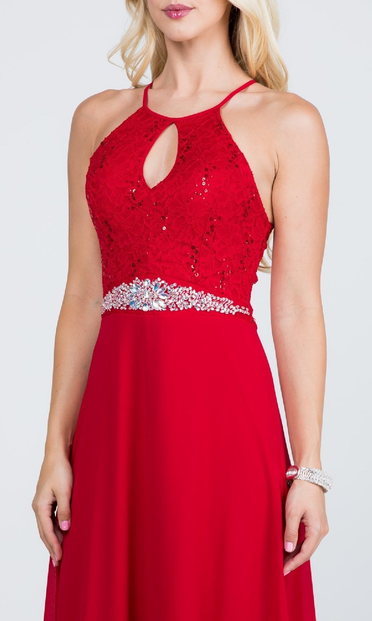 Long Lace-Bodice A-Line Formal Dress 25485
