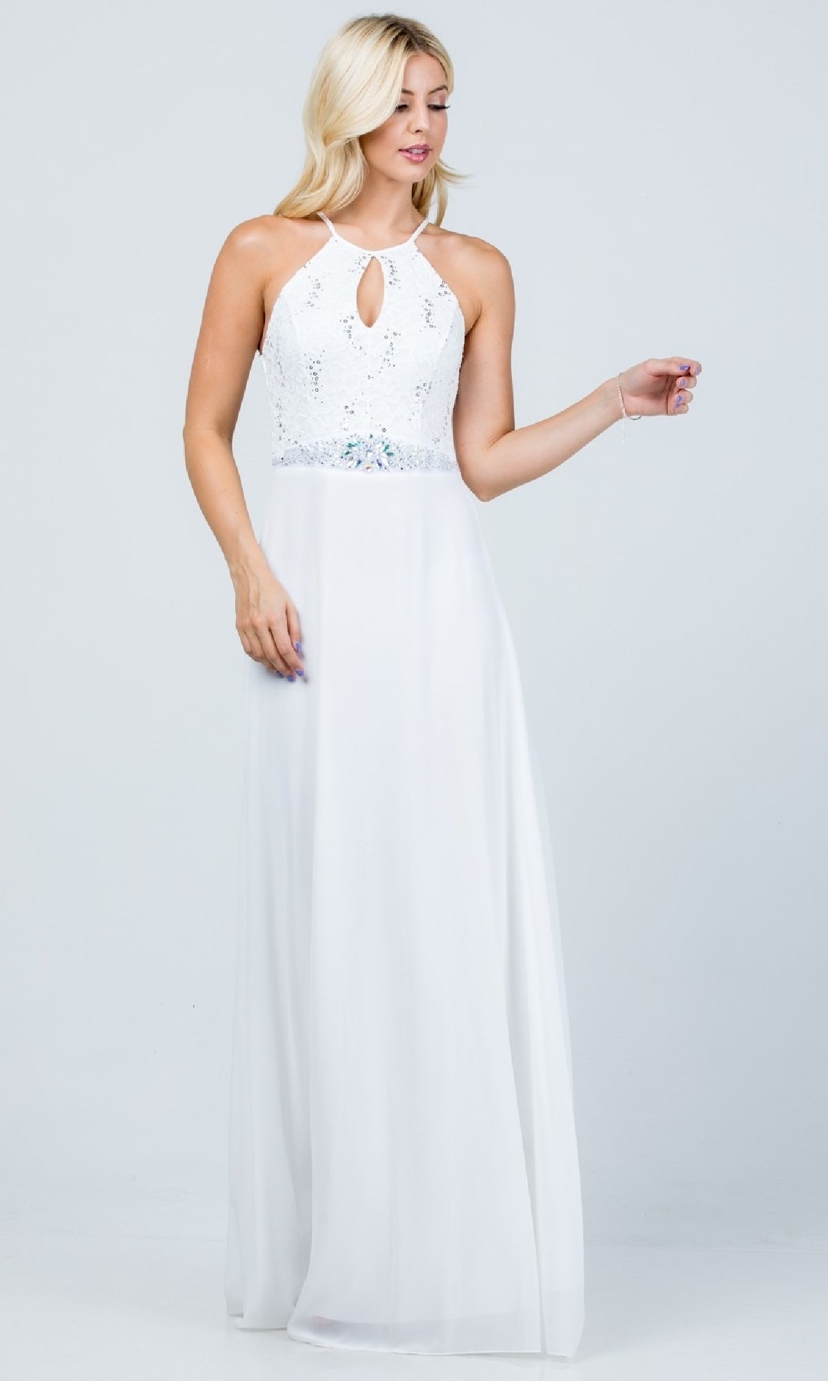Long Lace-Bodice A-Line Formal Dress 25485
