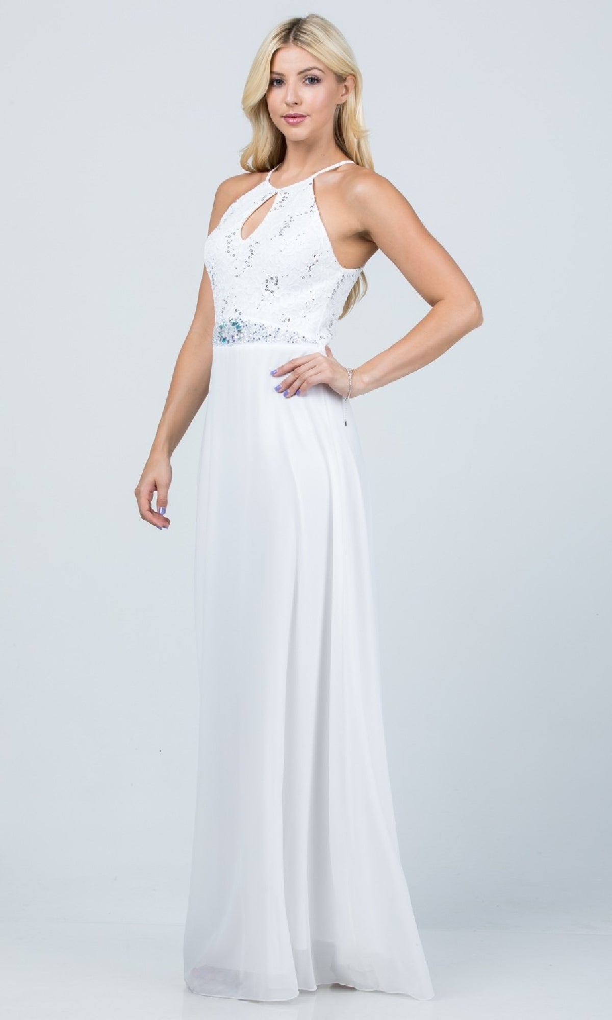 Long Lace-Bodice A-Line Formal Dress 25485