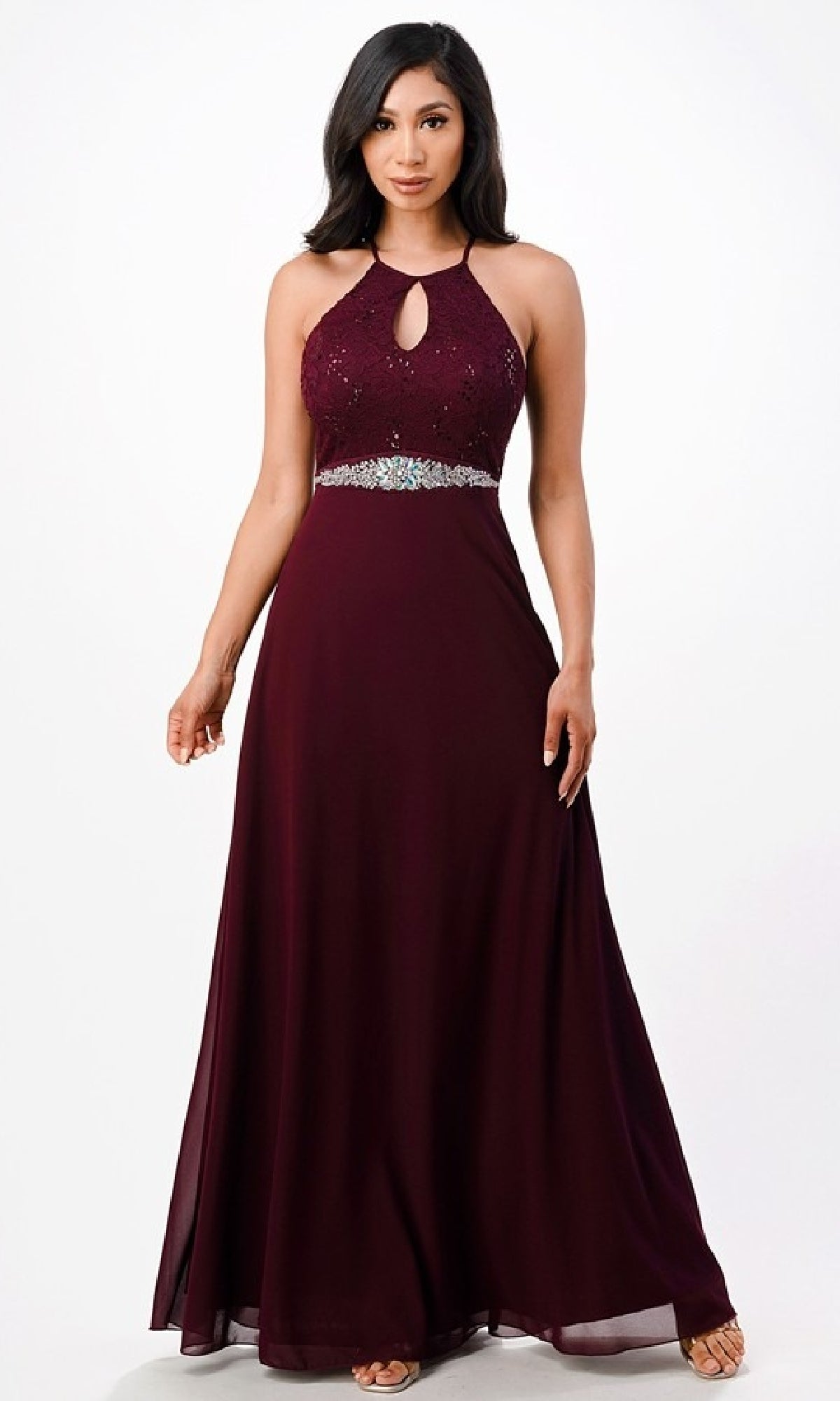 Long Lace-Bodice A-Line Formal Dress 25485