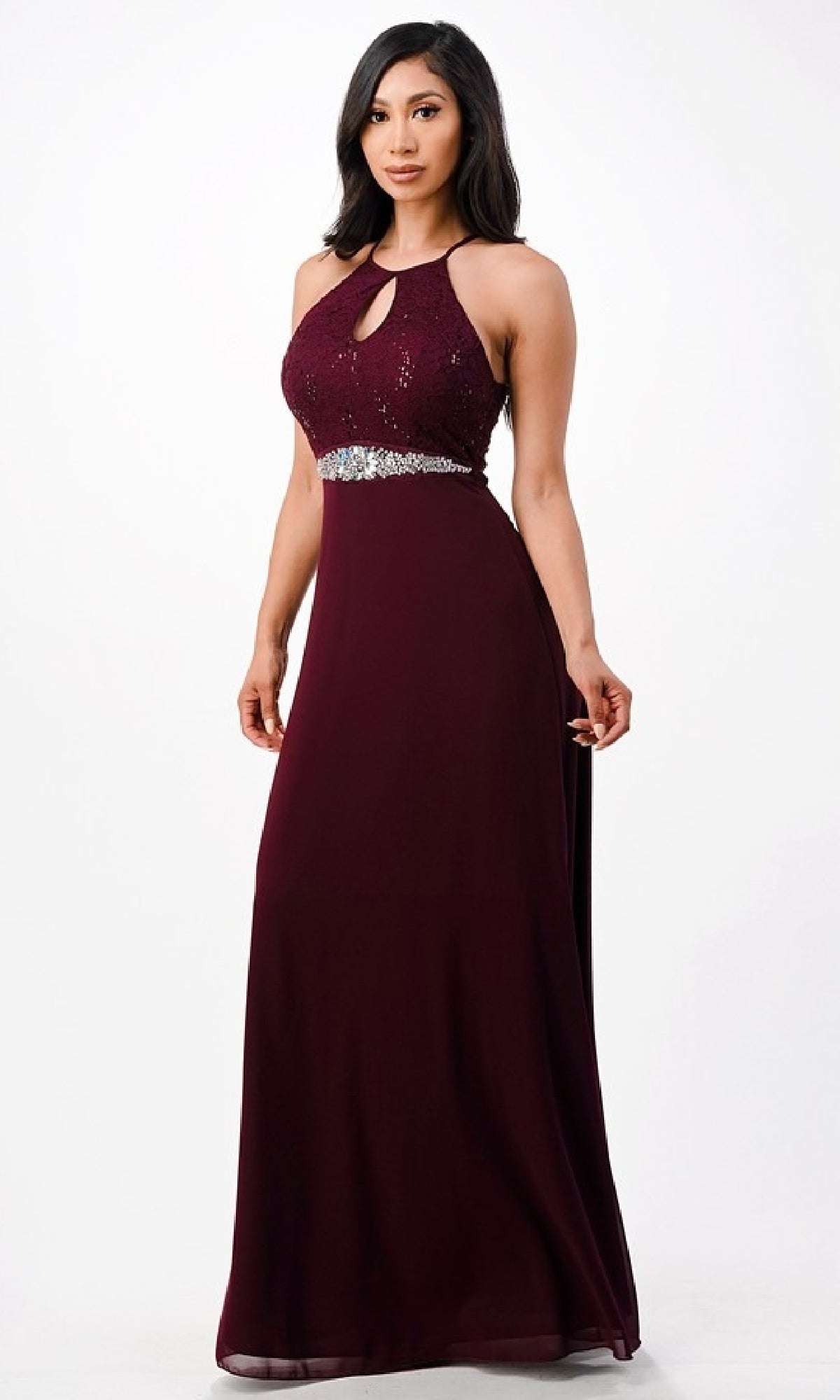 Long Lace-Bodice A-Line Formal Dress 25485