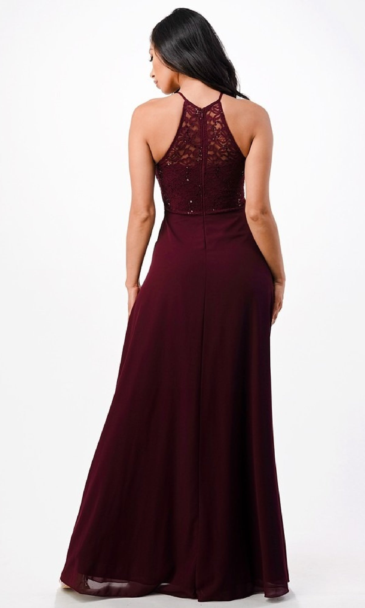 Long Lace-Bodice A-Line Formal Dress 25485