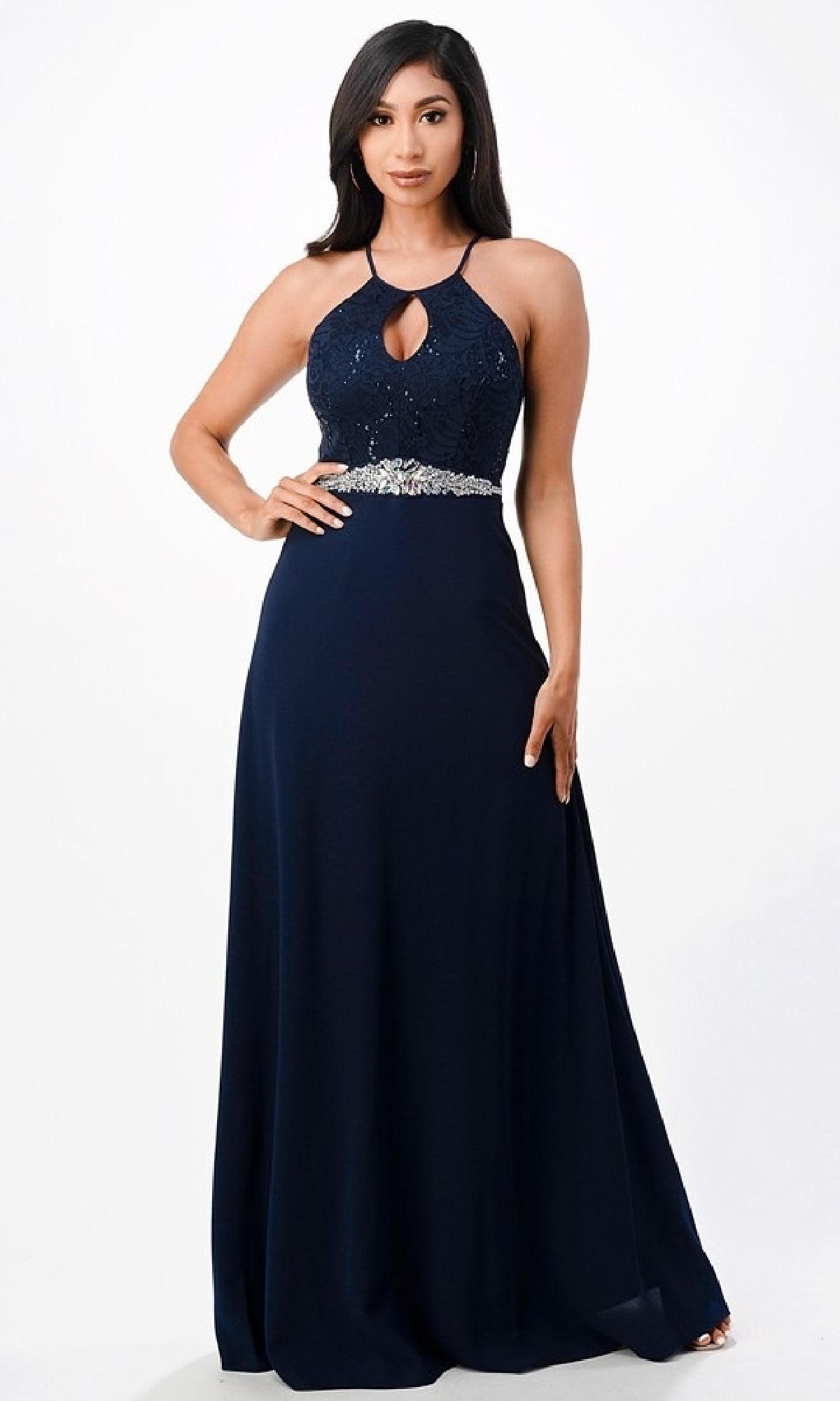 Long Lace-Bodice A-Line Formal Dress 25485