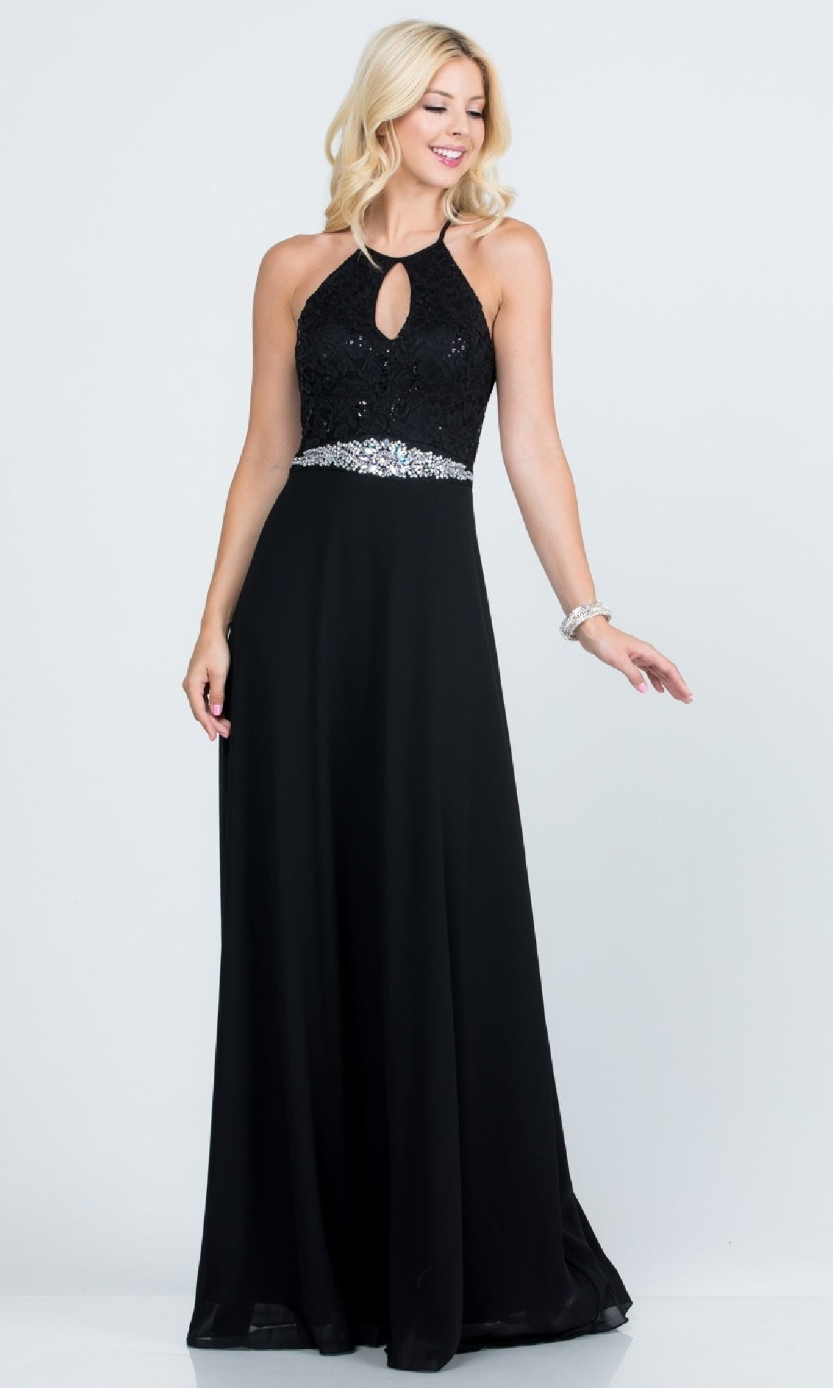 Long Lace-Bodice A-Line Formal Dress 25485