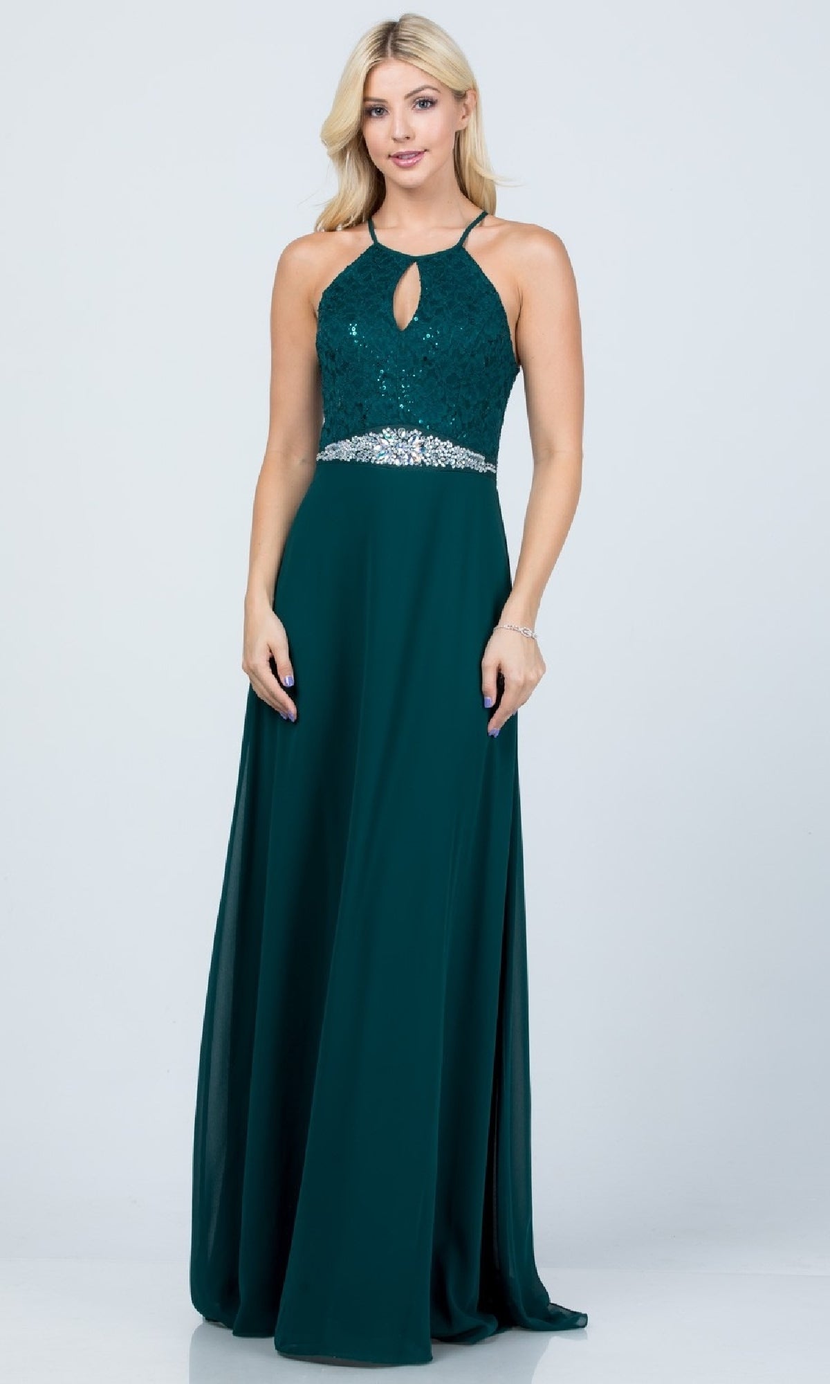 Long Lace-Bodice A-Line Formal Dress 25485