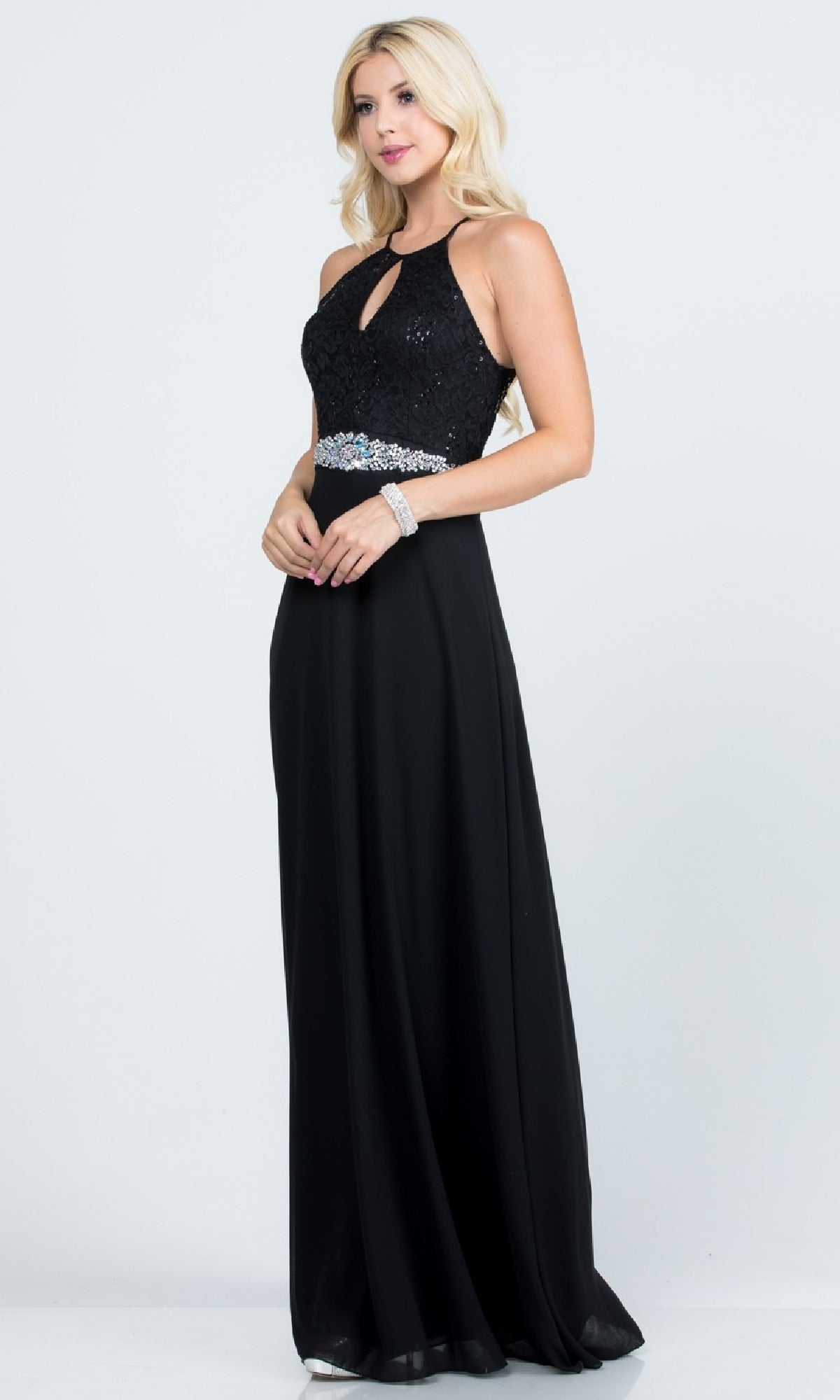 Long Lace-Bodice A-Line Formal Dress 25485