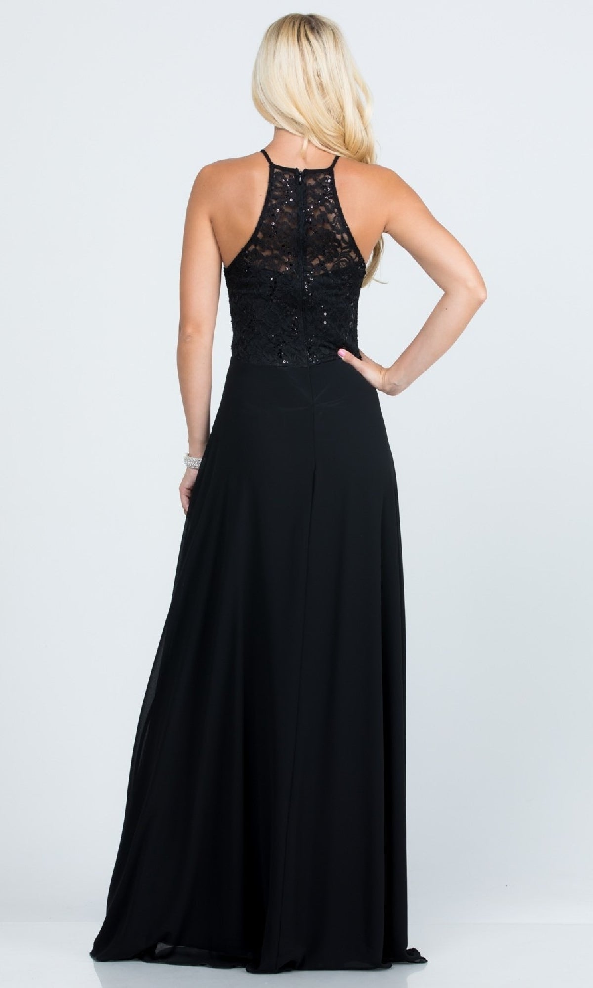 Long Lace-Bodice A-Line Formal Dress 25485