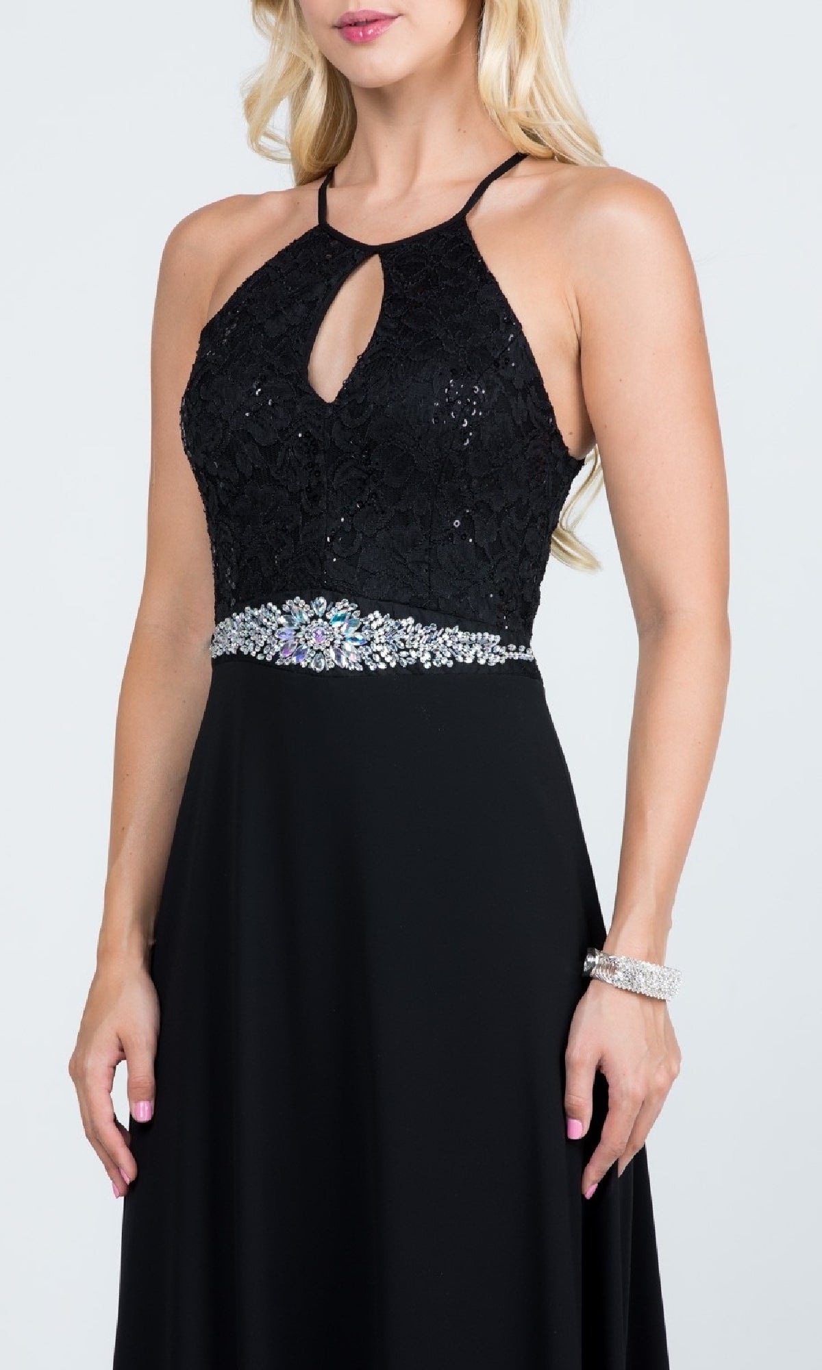Long Lace-Bodice A-Line Formal Dress 25485