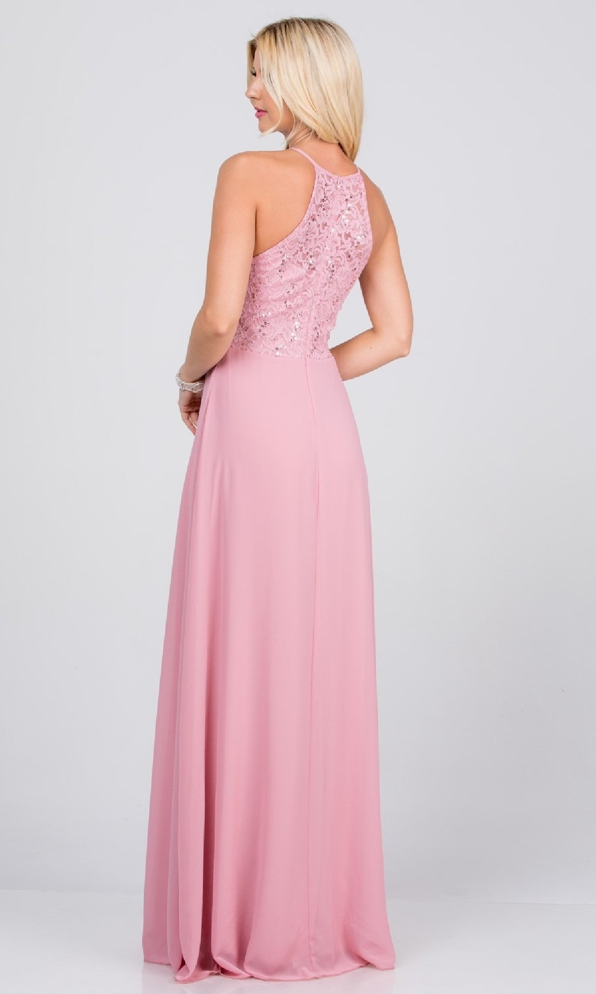 Long Lace-Bodice A-Line Formal Dress 25485