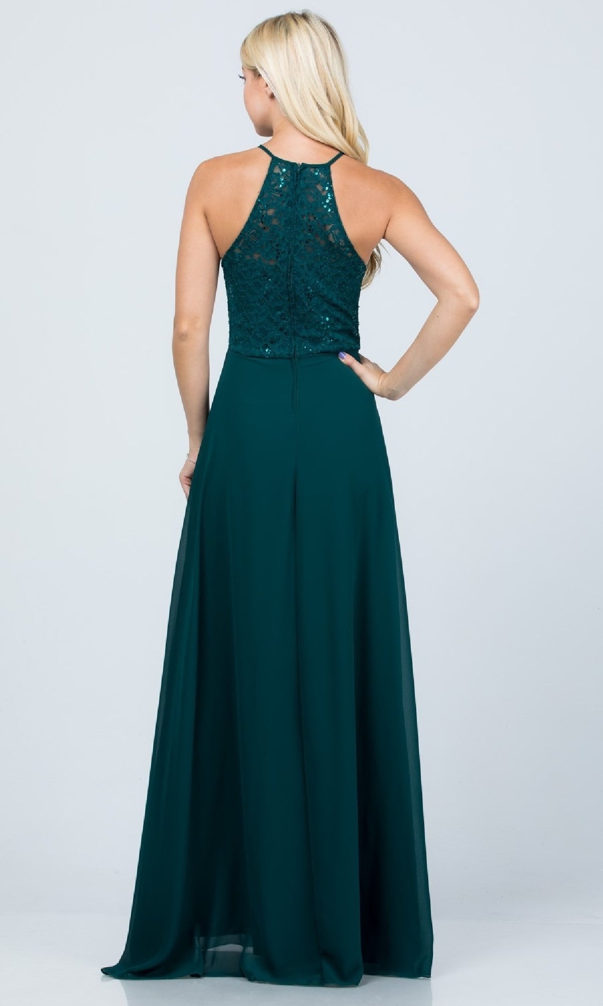 Long Lace-Bodice A-Line Formal Dress 25485