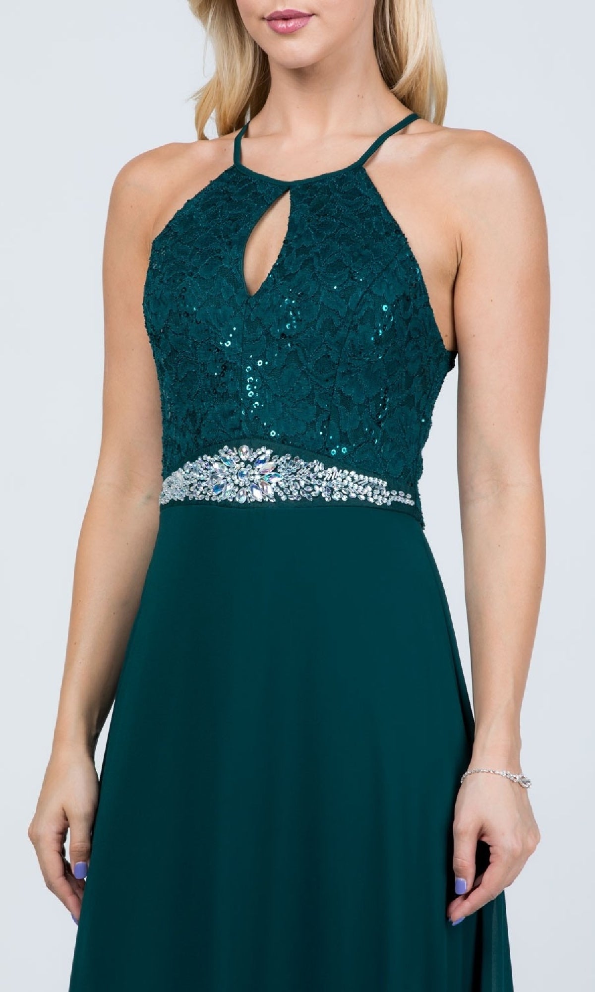 Long Lace-Bodice A-Line Formal Dress 25485