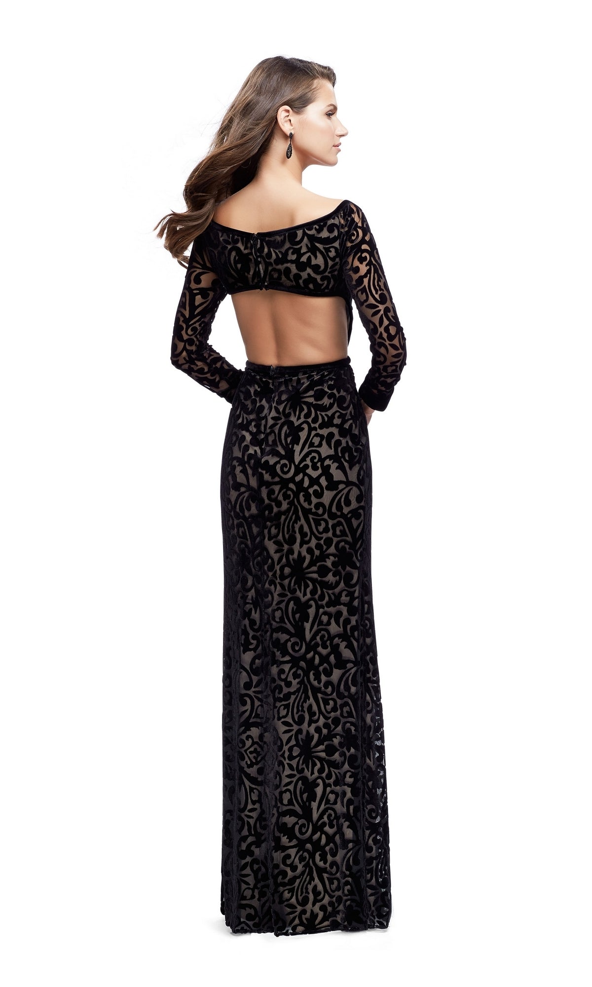 La Femme 25497 Black Long-Sleeve Prom Dress