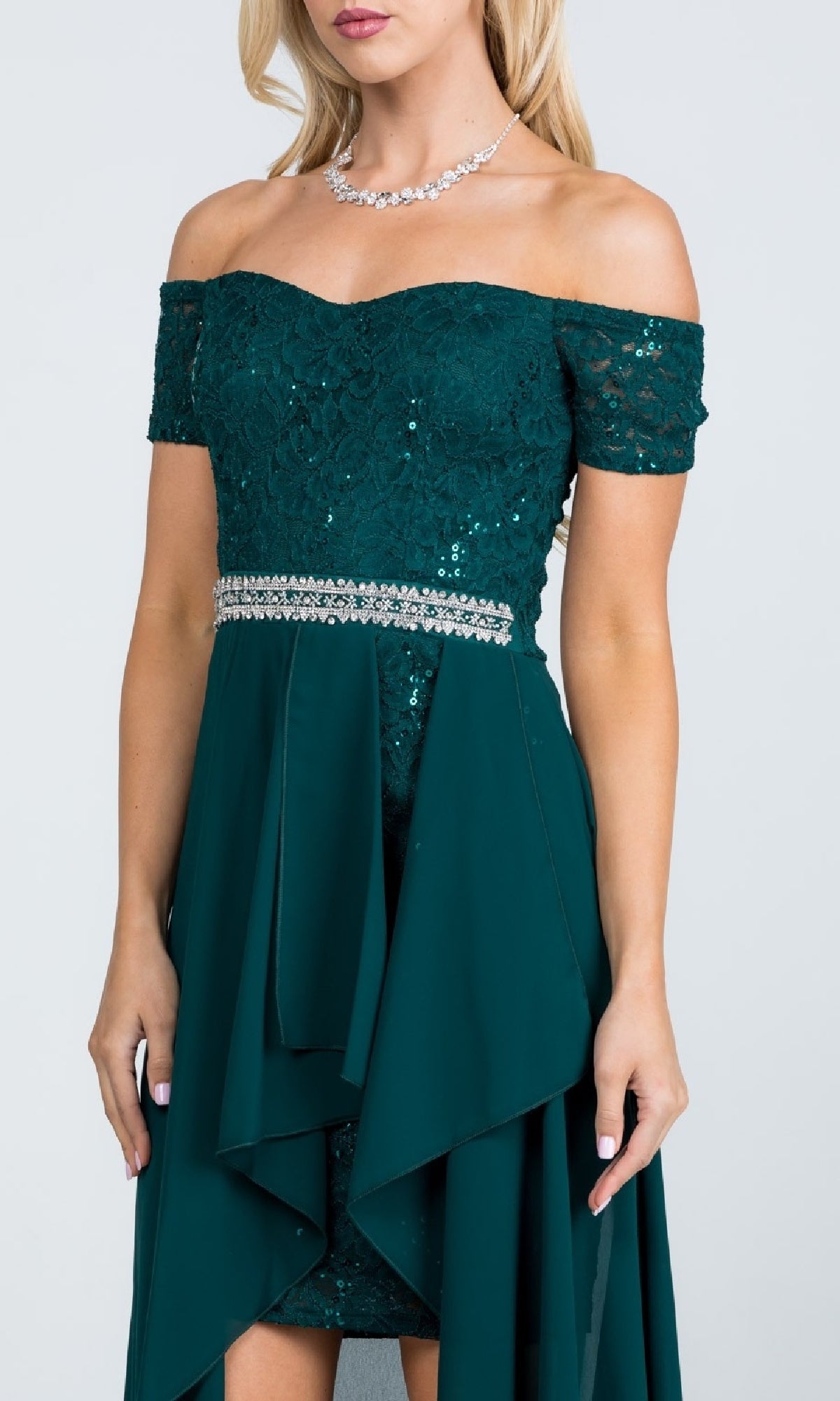 Off-the-Shoulder High-Low Party Dress