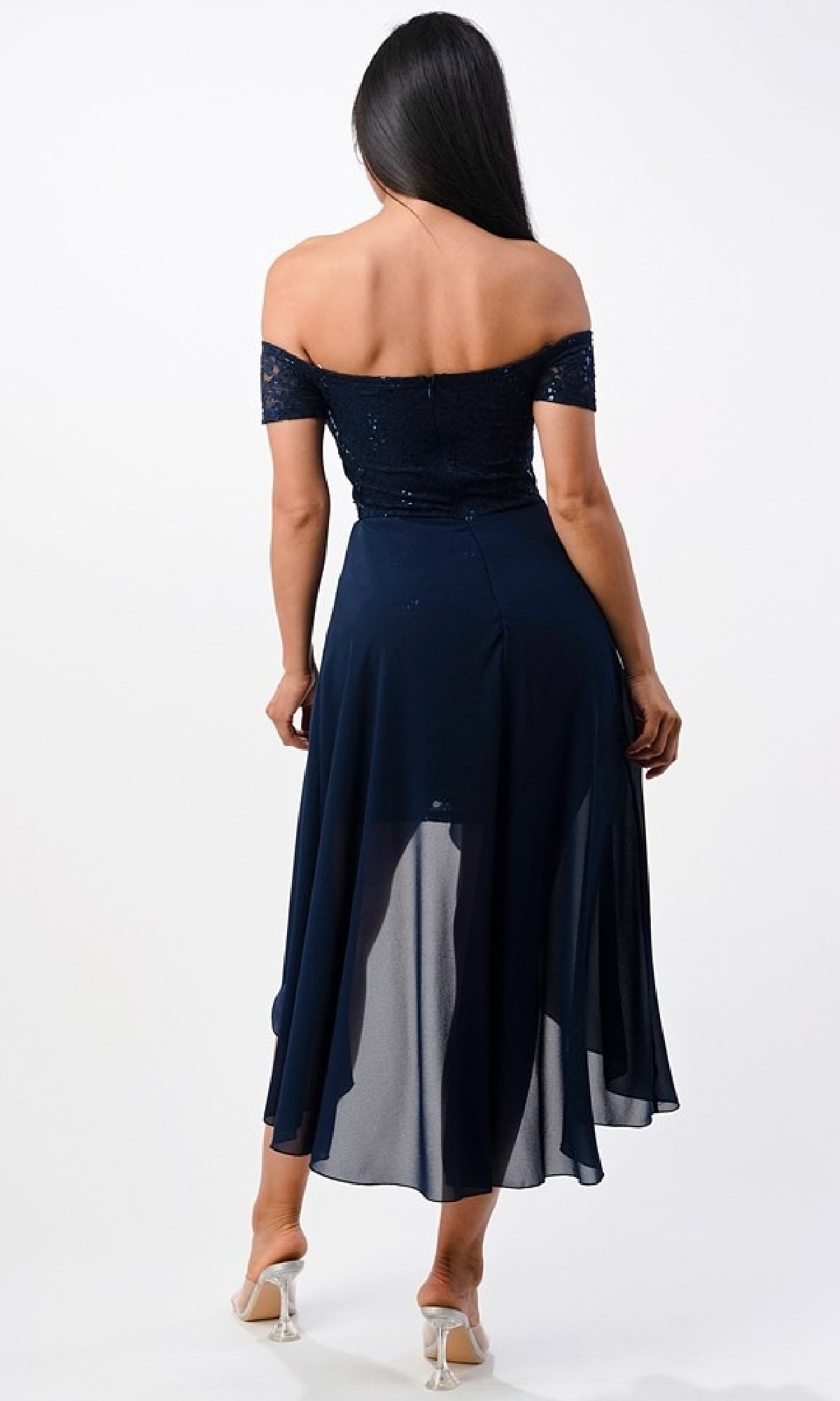Off-the-Shoulder High-Low Party Dress