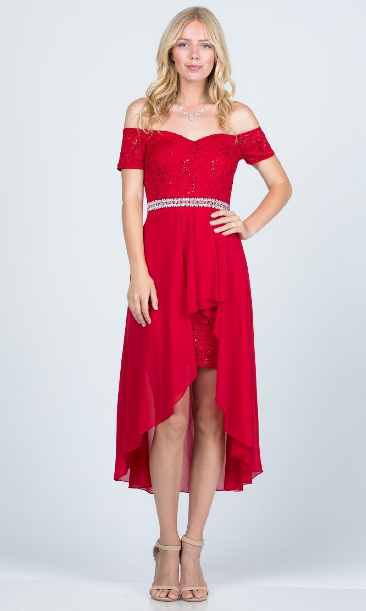 Off-the-Shoulder High-Low Party Dress
