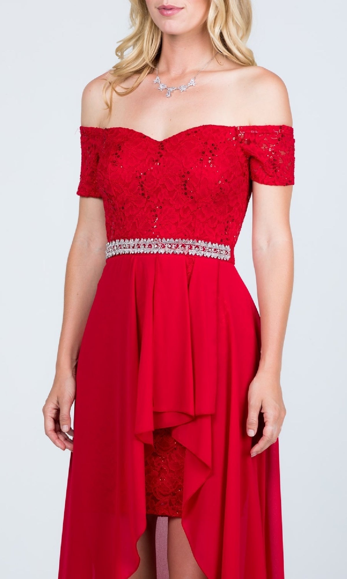 Off-the-Shoulder High-Low Party Dress