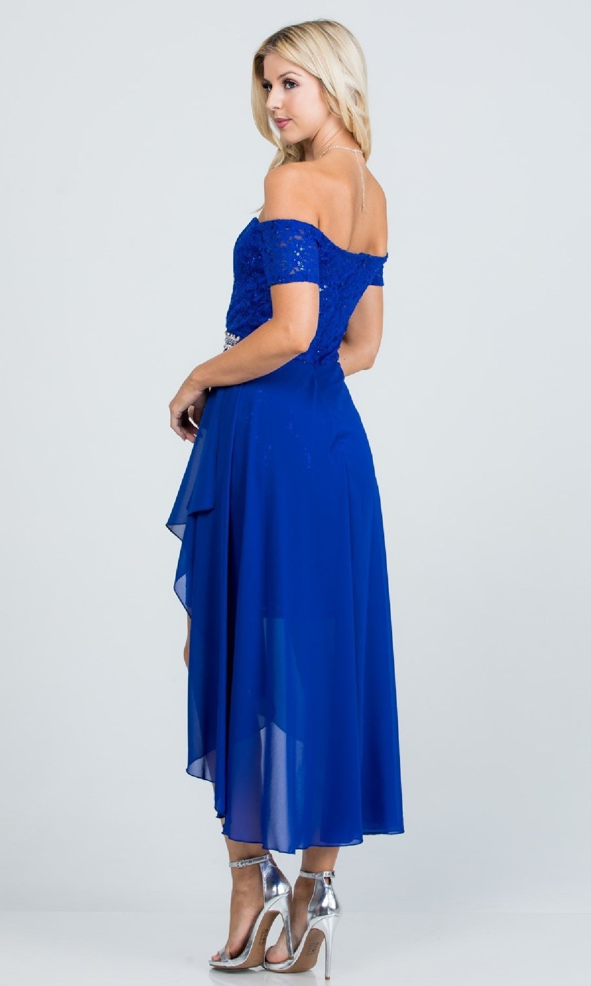 Off-the-Shoulder High-Low Party Dress