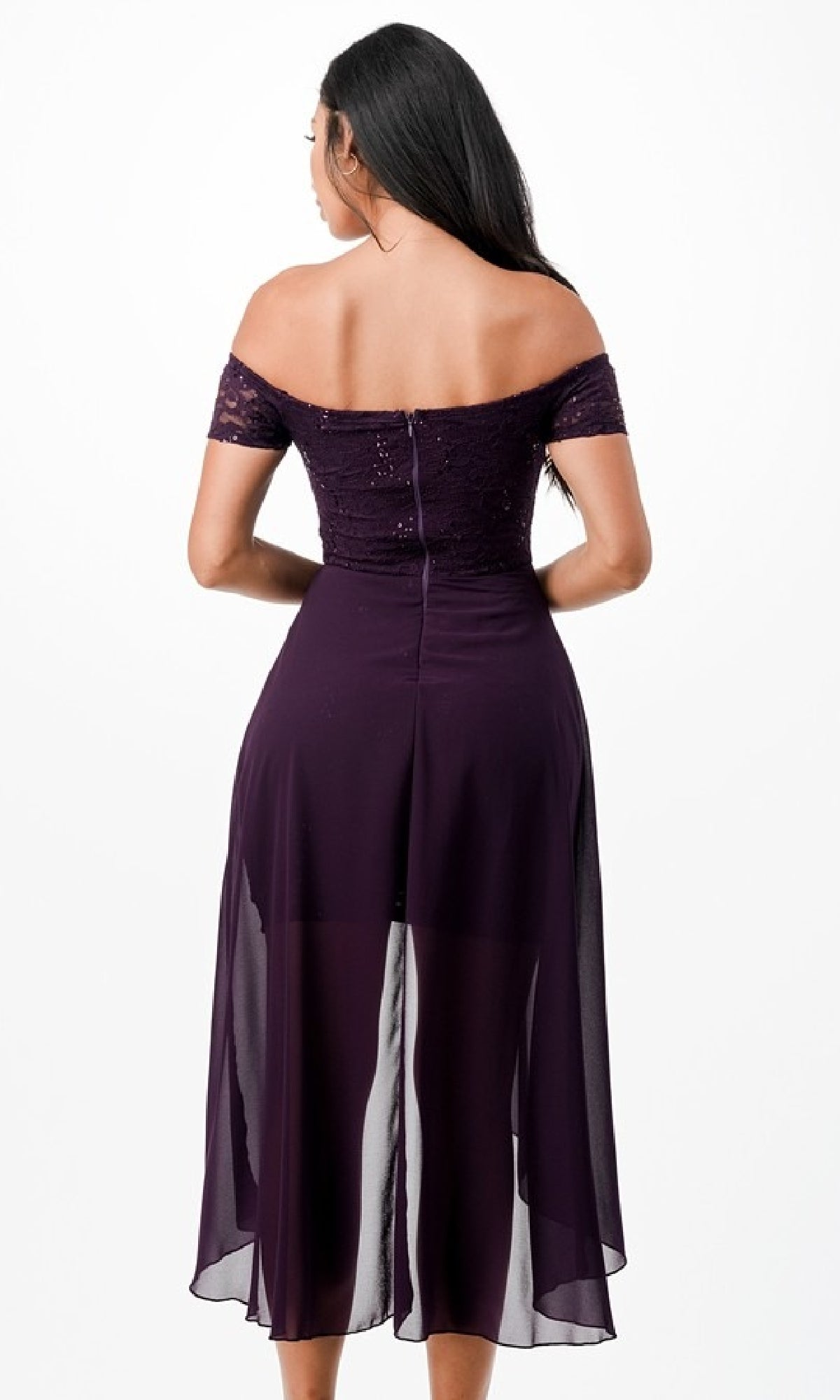Off-the-Shoulder High-Low Party Dress