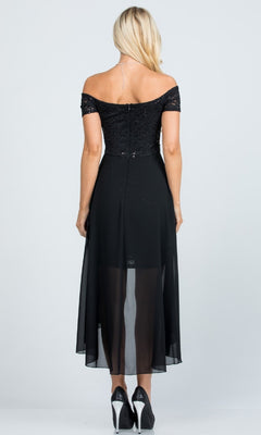 Lace Off-the-Shoulder Party Dress with Overlay PromGirl Lace Off-the-Shoulder Party Dress with Overlay PromGirl
