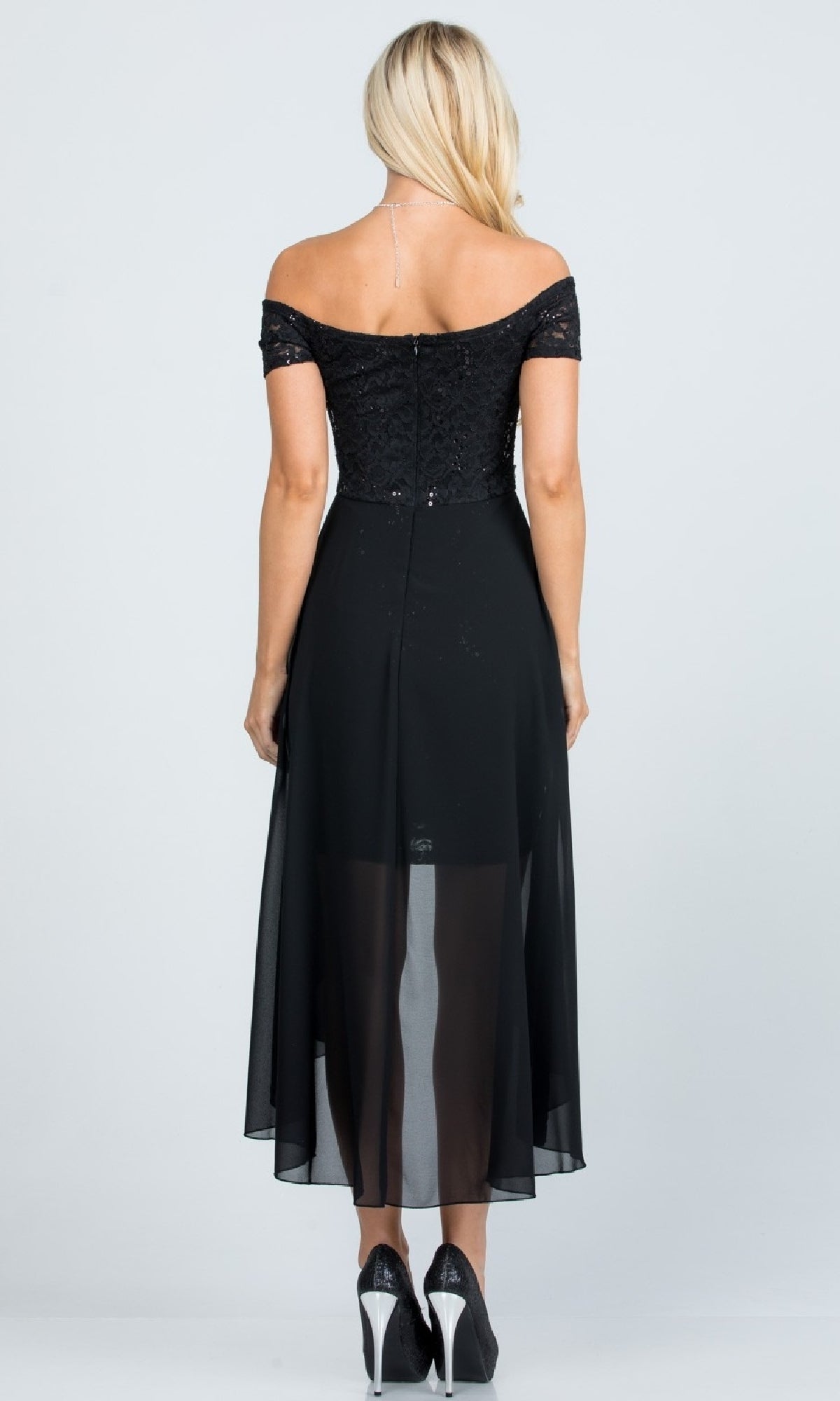 Off-the-Shoulder High-Low Party Dress