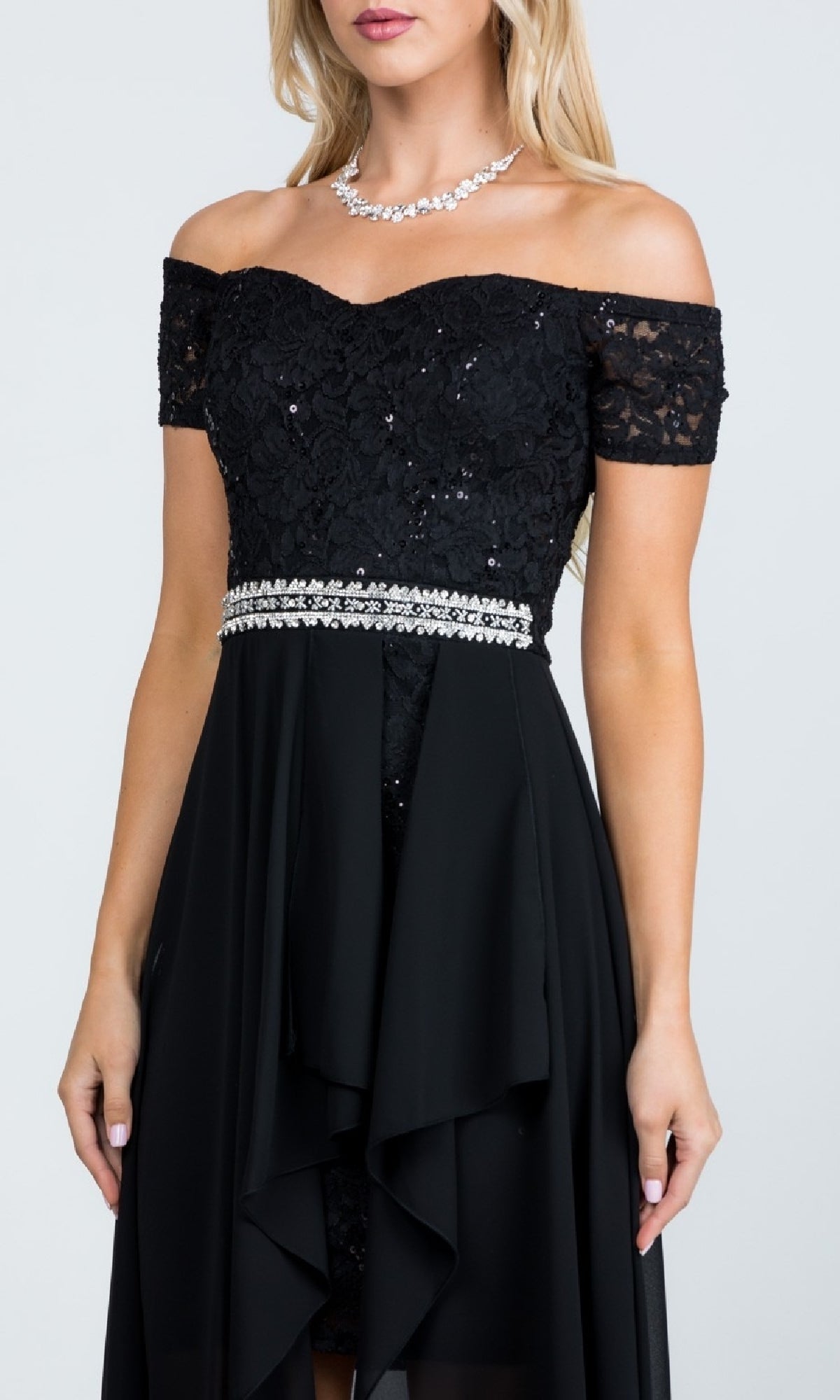 Off-the-Shoulder High-Low Party Dress