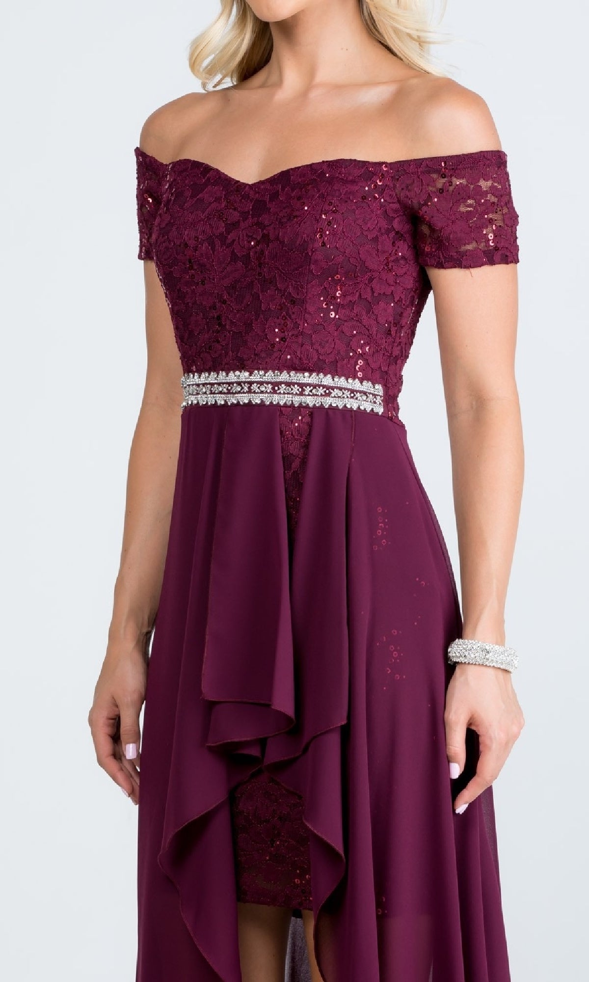 Off-the-Shoulder High-Low Party Dress
