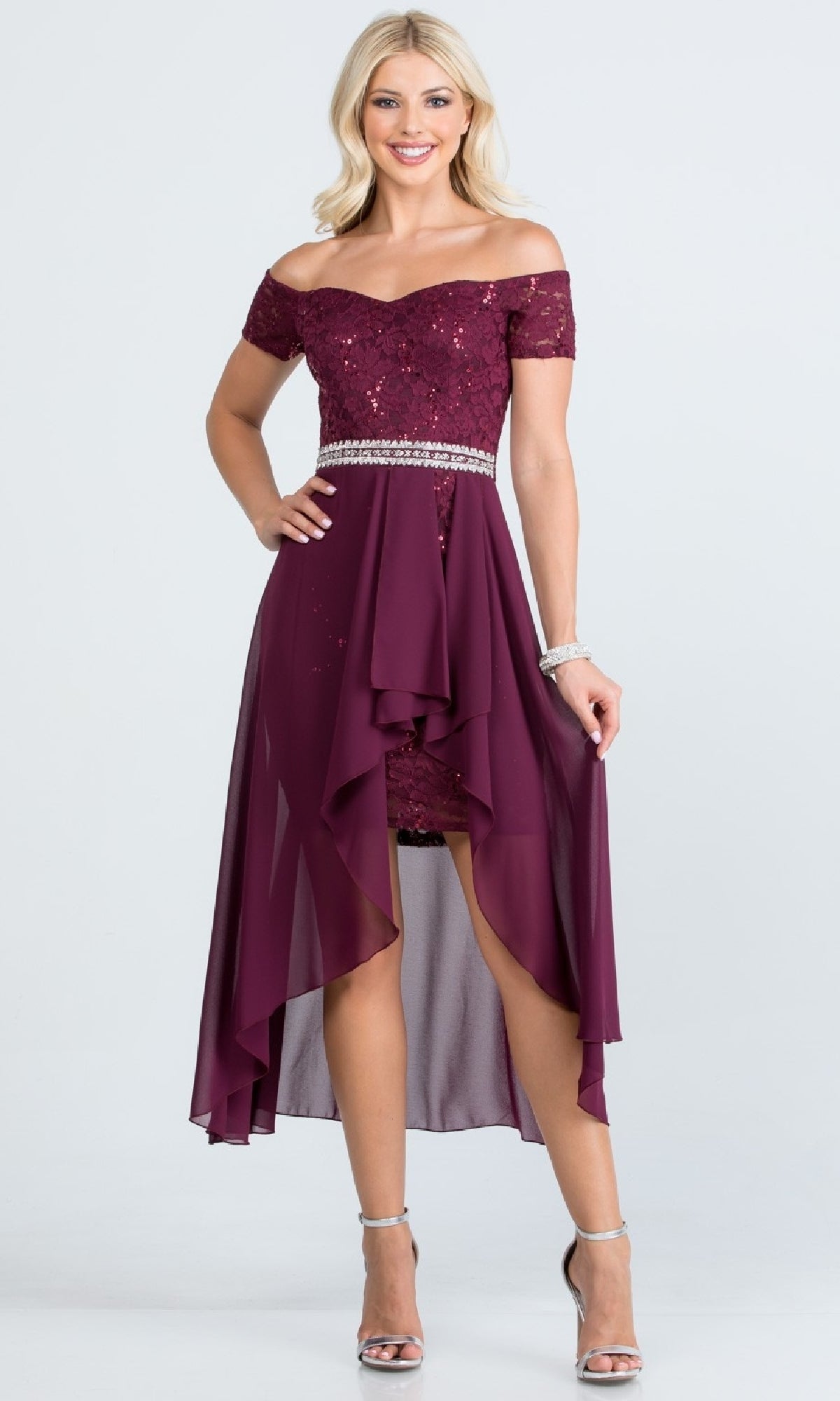 Off-the-Shoulder High-Low Party Dress