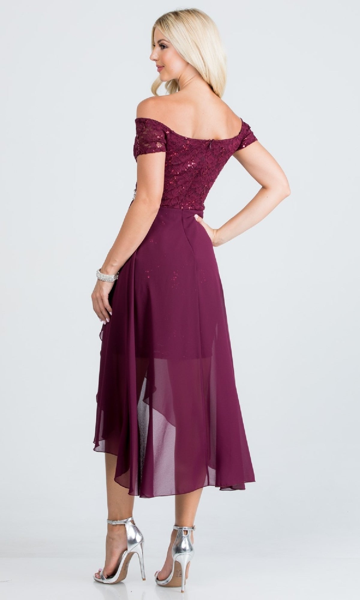 Off-the-Shoulder High-Low Party Dress