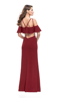La Femme Cold-Shoulder Ruffled Prom Dress 25556