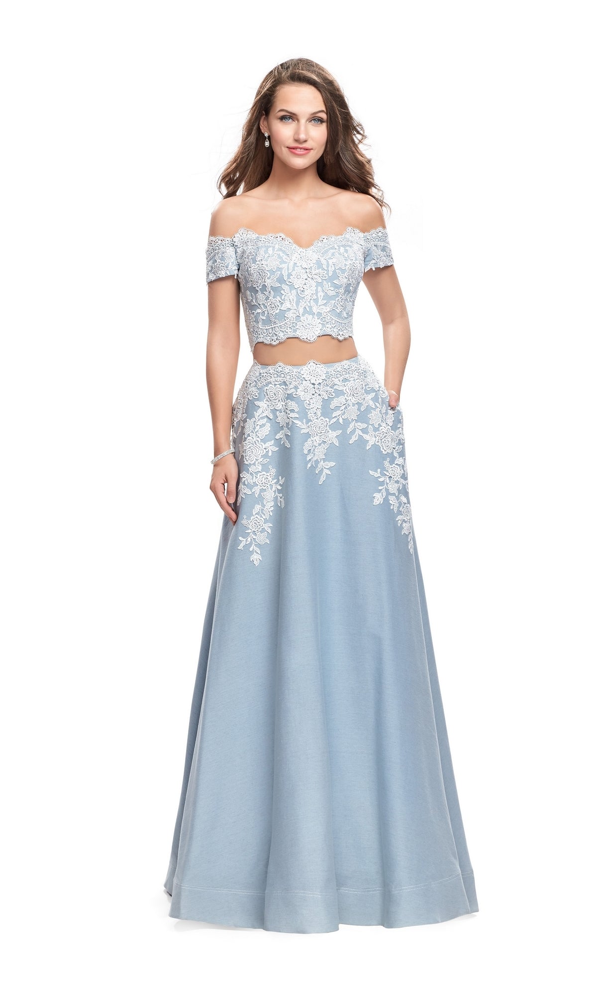 La Femme 25655 Light Blue Two-Piece Prom Dress