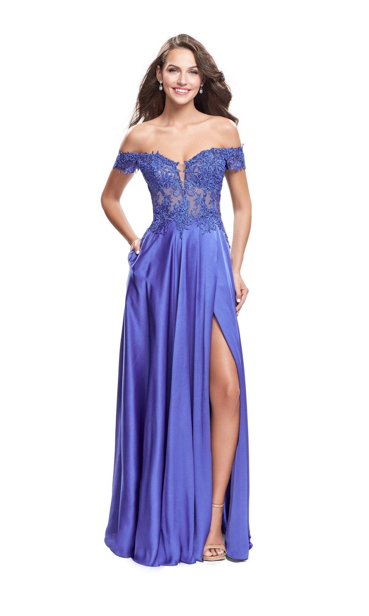 La Femme 25694 Purple Long Prom Dress