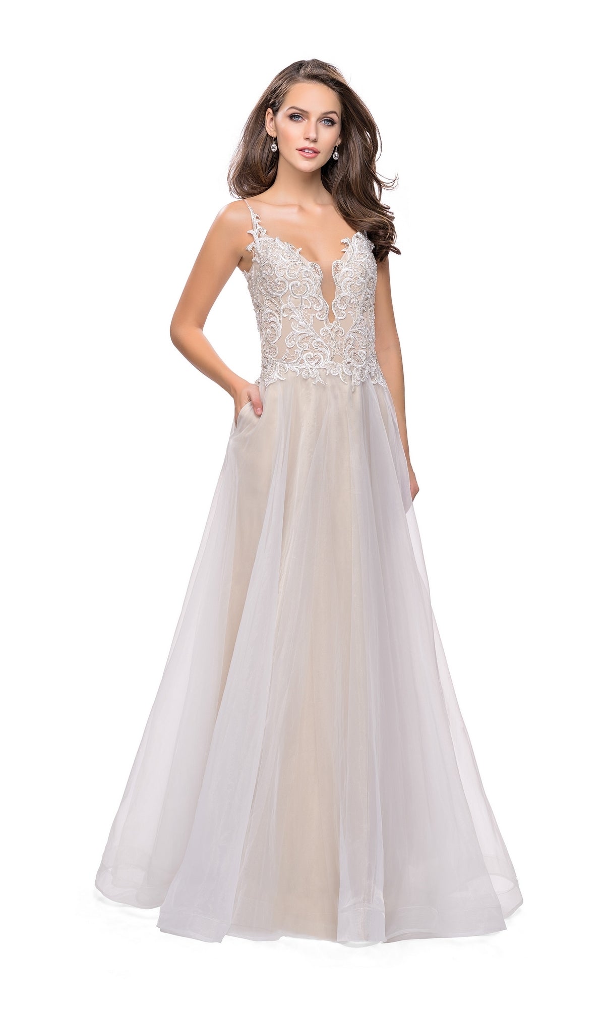 La Femme 25701 Long Ivory Prom Dress