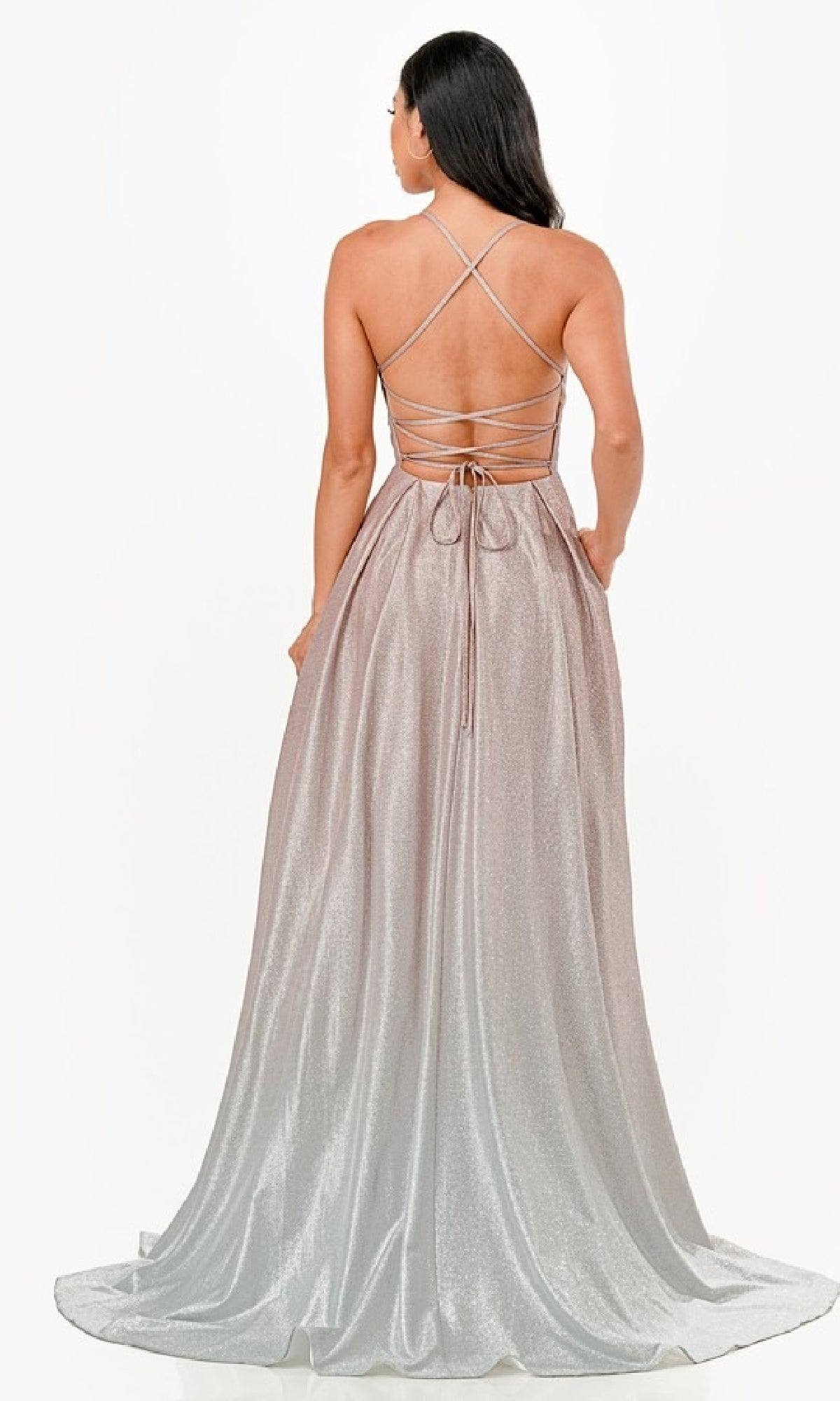 Ombre Long A-Line Glitter Prom Dress 25786