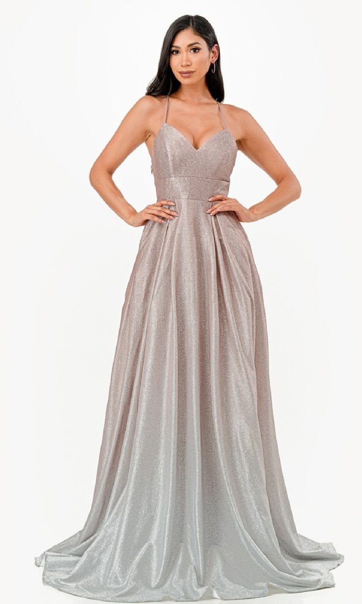 Ombre Long A-Line Glitter Prom Dress 25786